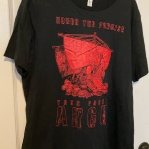 Nine Line Black Shirt with Bold Red Ship